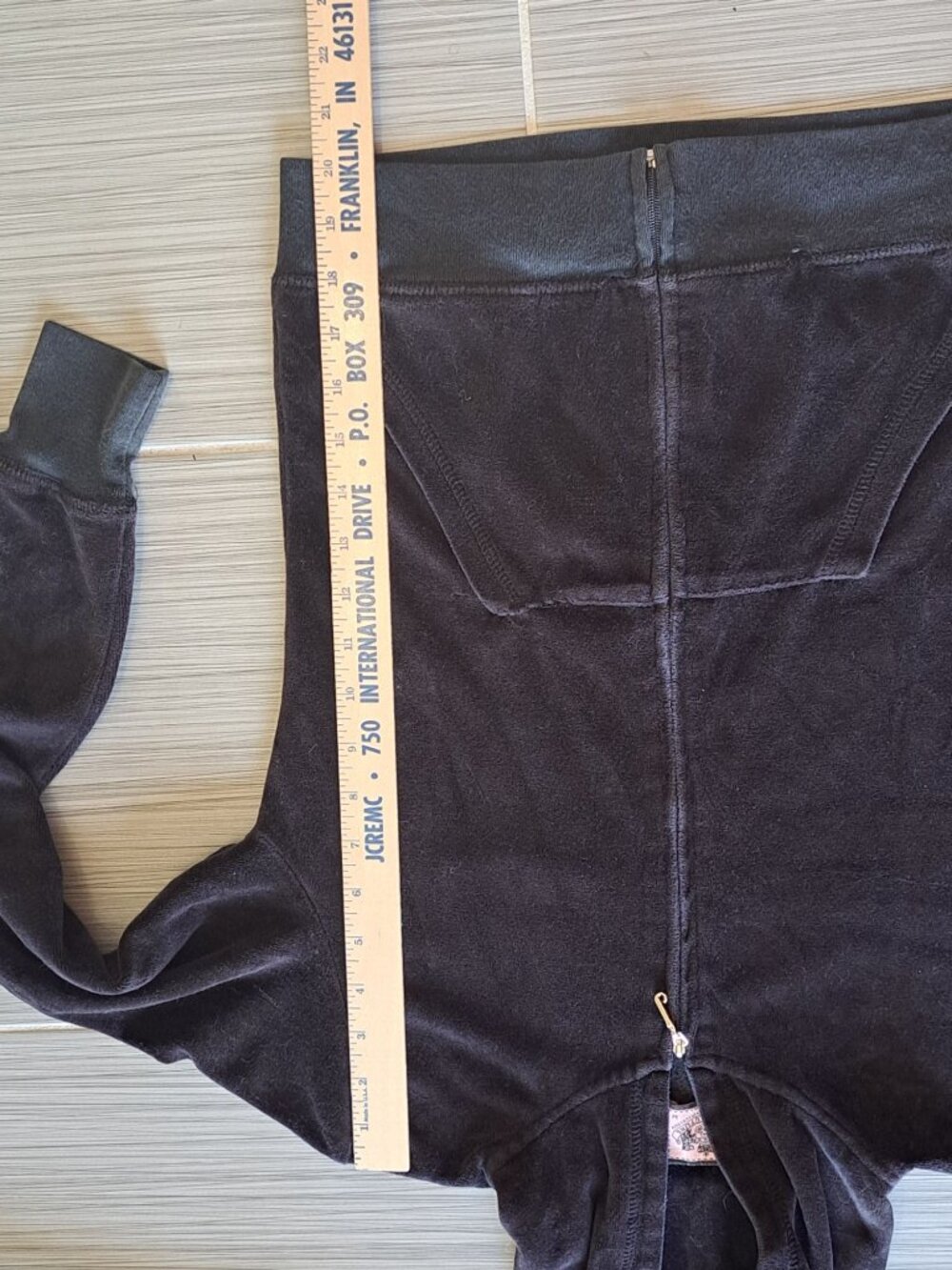 Y2K Juicy Couture Black Velour Hoodie Sunflower Embroidered Logo Womens Size XS - Picture 12 of 13